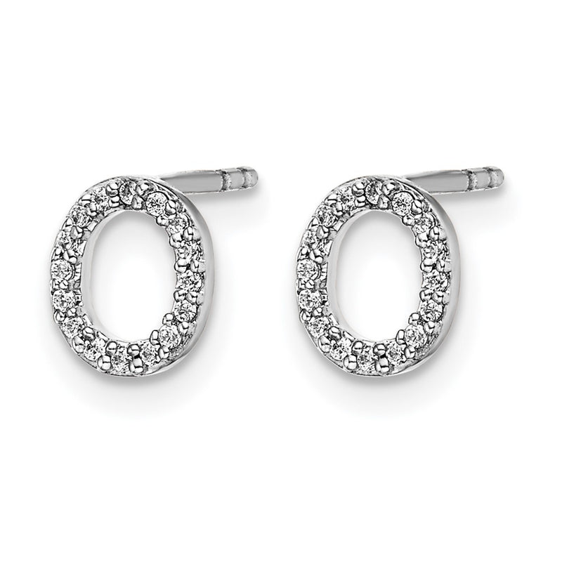 14K White Gold Lab Grown VS/SI+ G+ Diamond Letter O Initial Post Earrings