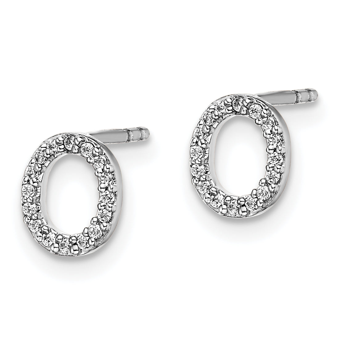 14K White Gold Lab Grown VS/SI+ G+ Diamond Letter O Initial Post Earrings