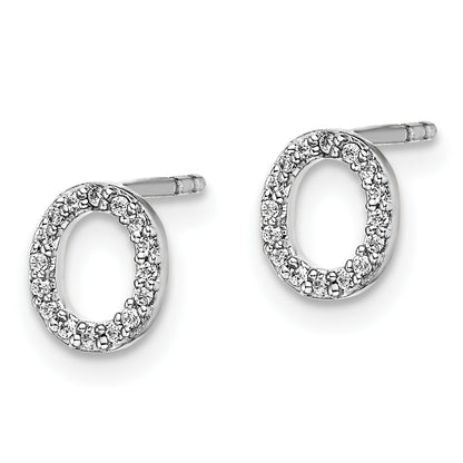 14K White Gold Lab Grown VS/SI+ G+ Diamond Letter O Initial Post Earrings