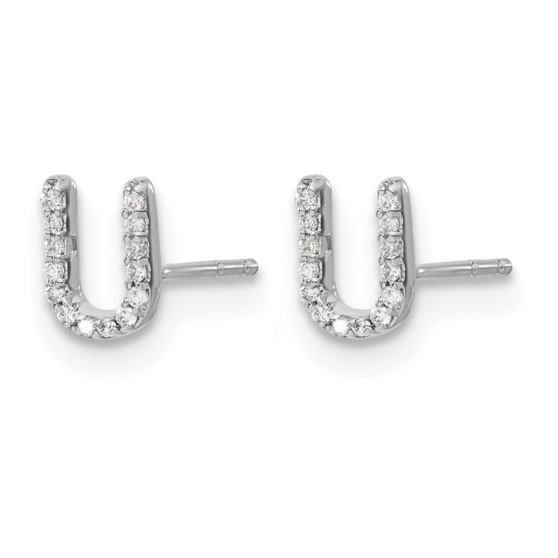14K White Gold Lab Grown VS/SI+ G+ Diamond Letter U Initial Post Earrings