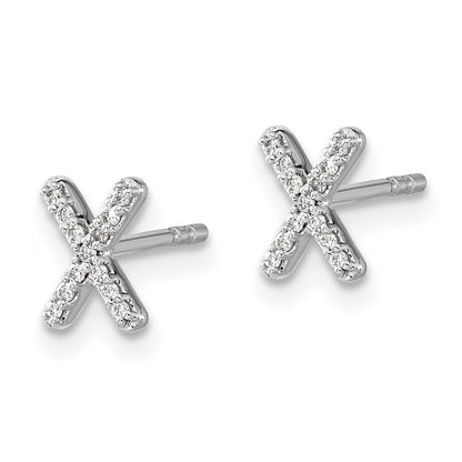 14K White Gold Lab Grown VS/SI+ G+ Diamond Letter X Initial Post Earrings