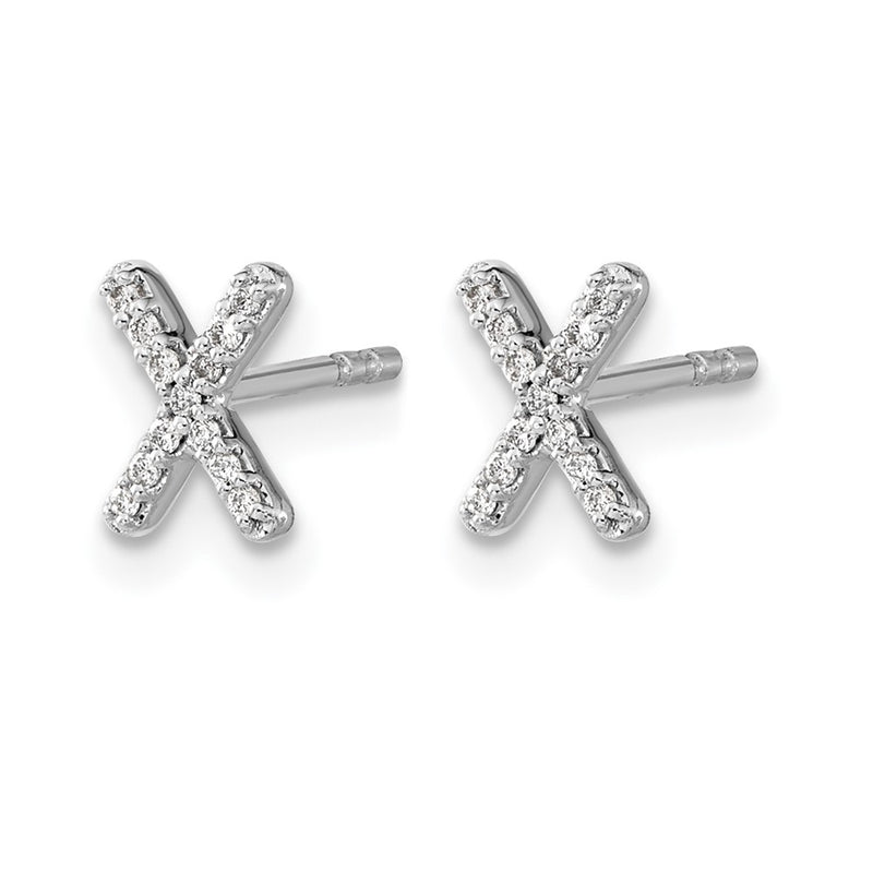 14K White Gold Lab Grown VS/SI+ G+ Diamond Letter X Initial Post Earrings