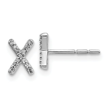 14K White Gold Lab Grown VS/SI+ G+ Diamond Letter X Initial Post Earrings
