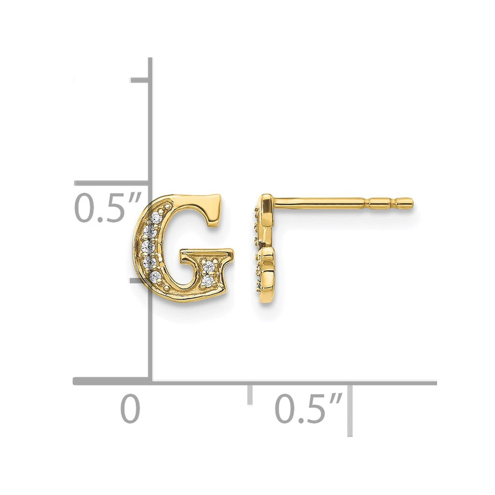 14k Yellow Gold Real Diamond Initial G Earrings