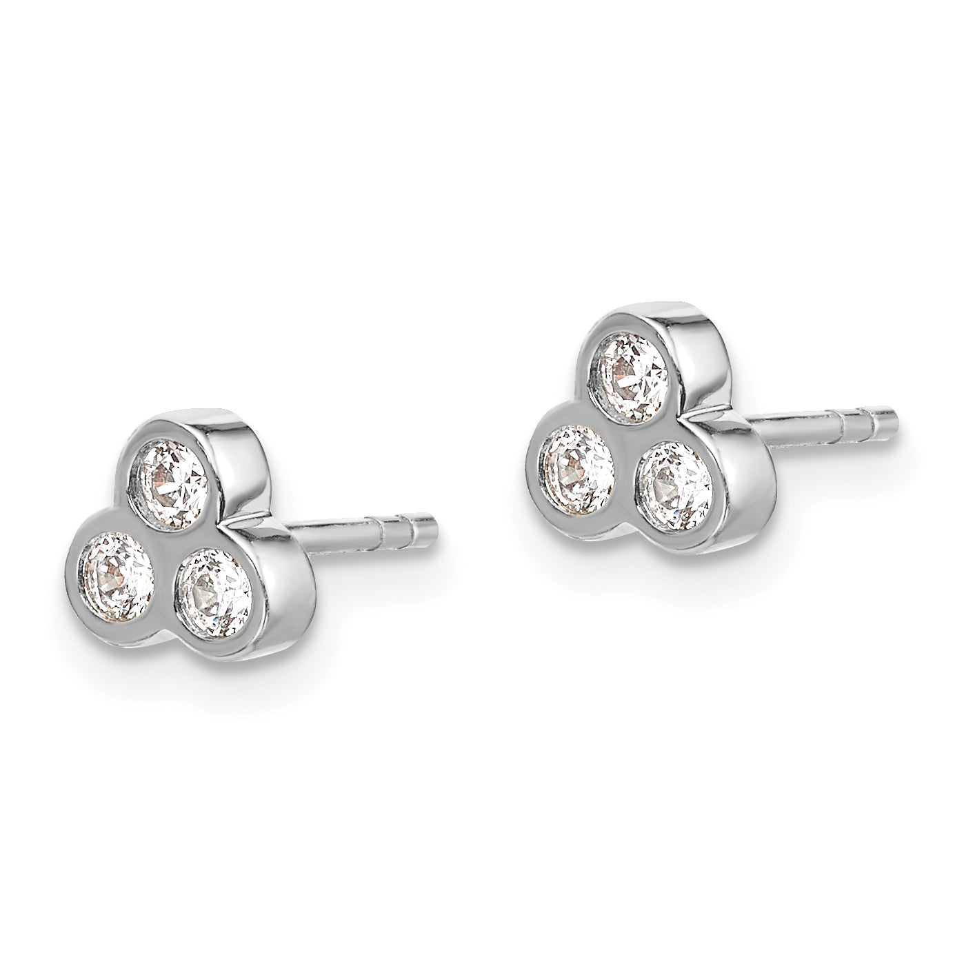 10K White Gold 3-Stone Diamond Earrings