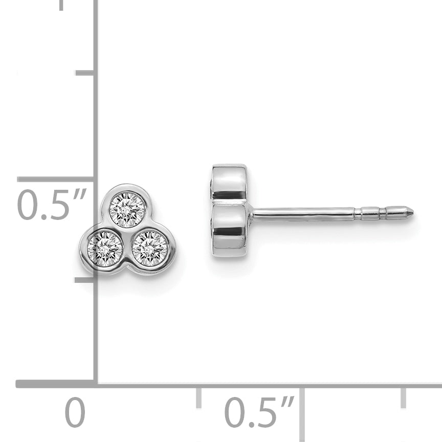10K White Gold 3-Stone Diamond Earrings