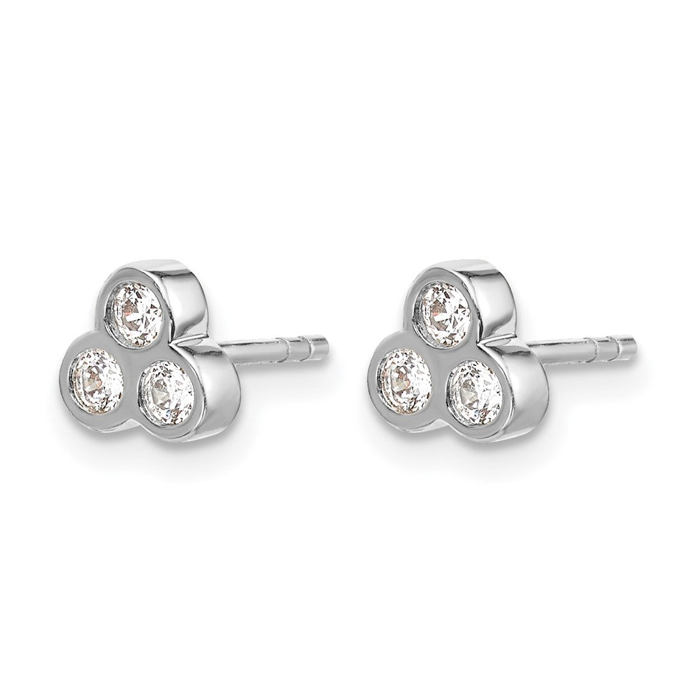 14k White Gold 3-stone Real Diamond Earrings