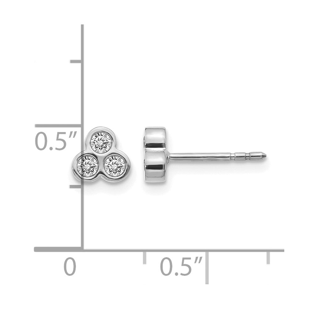14k White Gold 3-stone Real Diamond Earrings