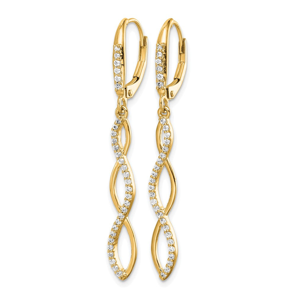 14k Yellow Gold Real Diamond Leverback Earrings