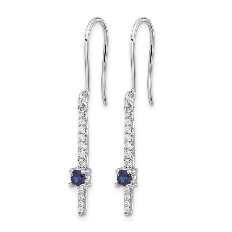 14k White Gold Real Diamond and Sapphire Fancy Earrings