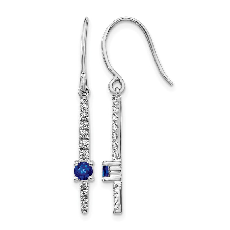 14k White Gold Real Diamond and Sapphire Fancy Earrings