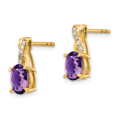 10K Yellow Gold Amethyst And Diamond Earrings