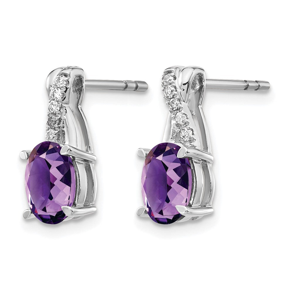 14k White Gold Amethyst and Real Diamond Earrings