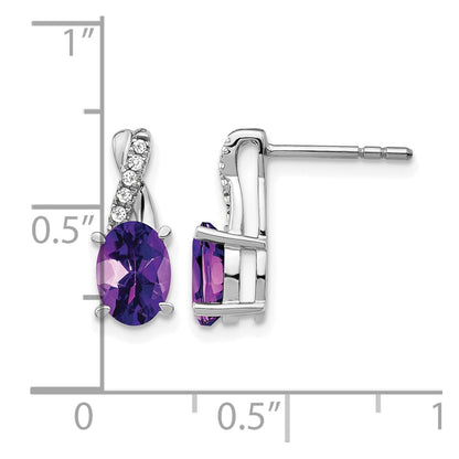 14k White Gold Amethyst and Real Diamond Earrings