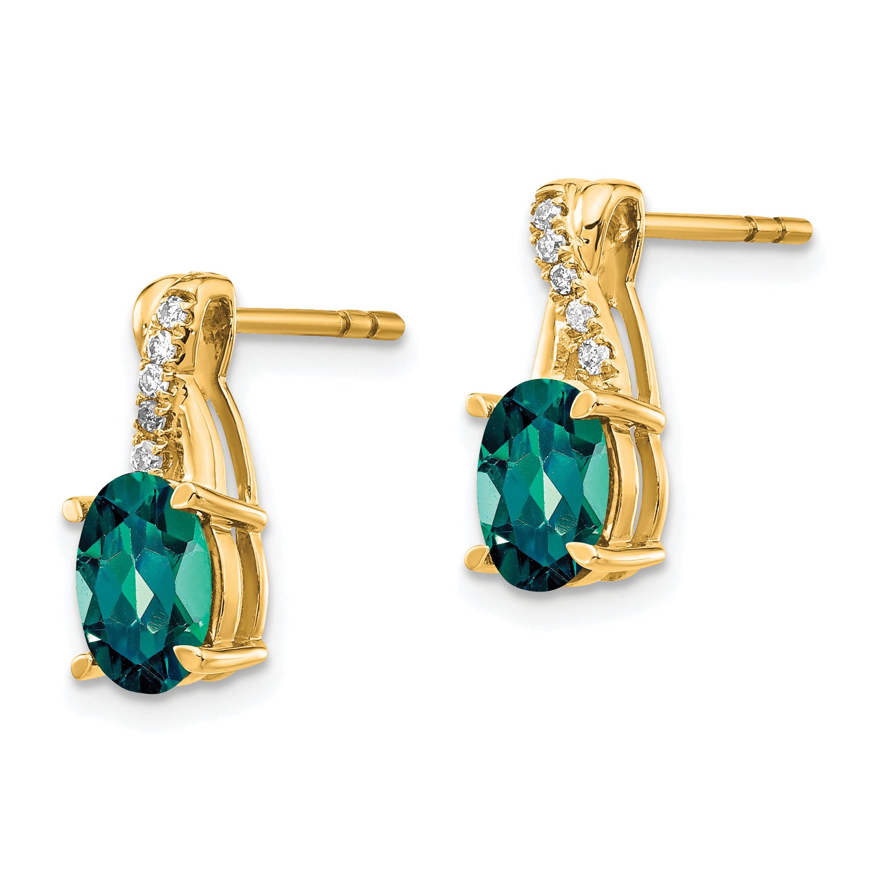 10K Yellow Gold Created Alexandrite And Diamond Earrings