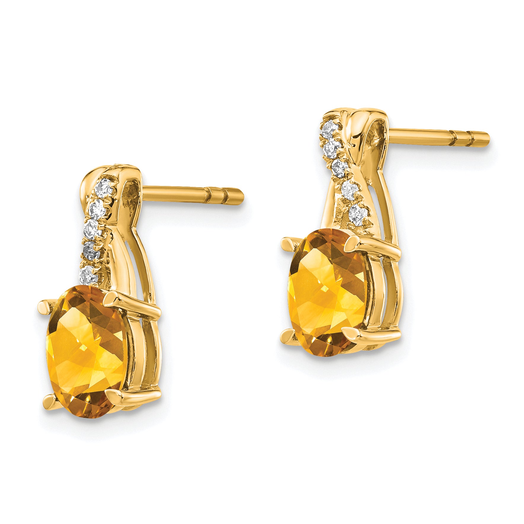 10K Yellow Gold Citrine And Diamond Earrings