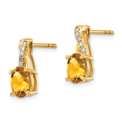 10K Yellow Gold Citrine And Diamond Earrings