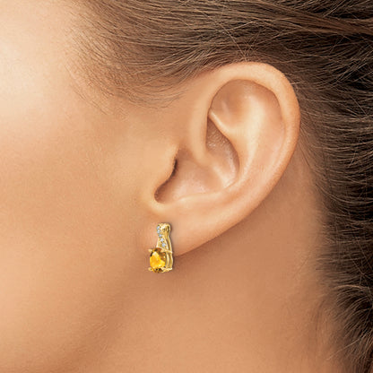 10K Yellow Gold Citrine And Diamond Earrings