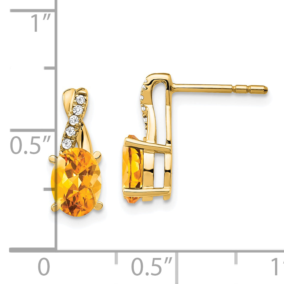 10K Yellow Gold Citrine And Diamond Earrings