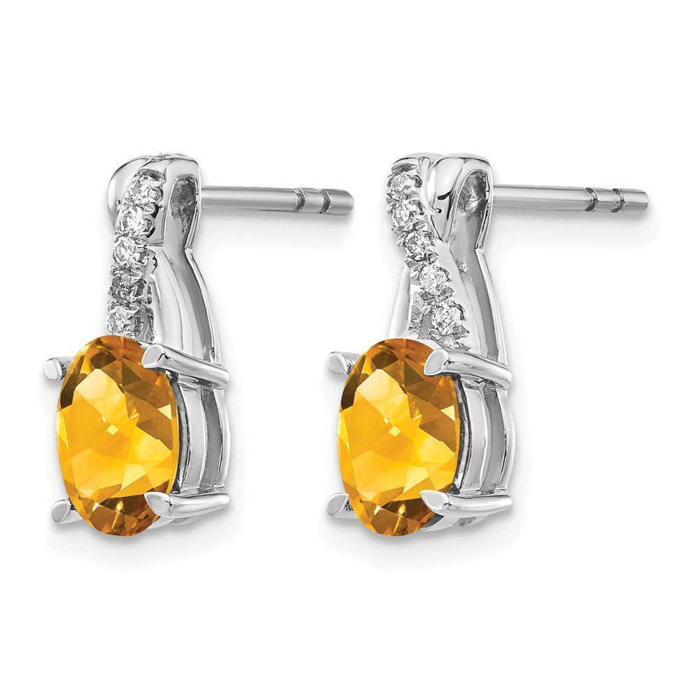 14k White Gold Citrine and Real Diamond Earrings
