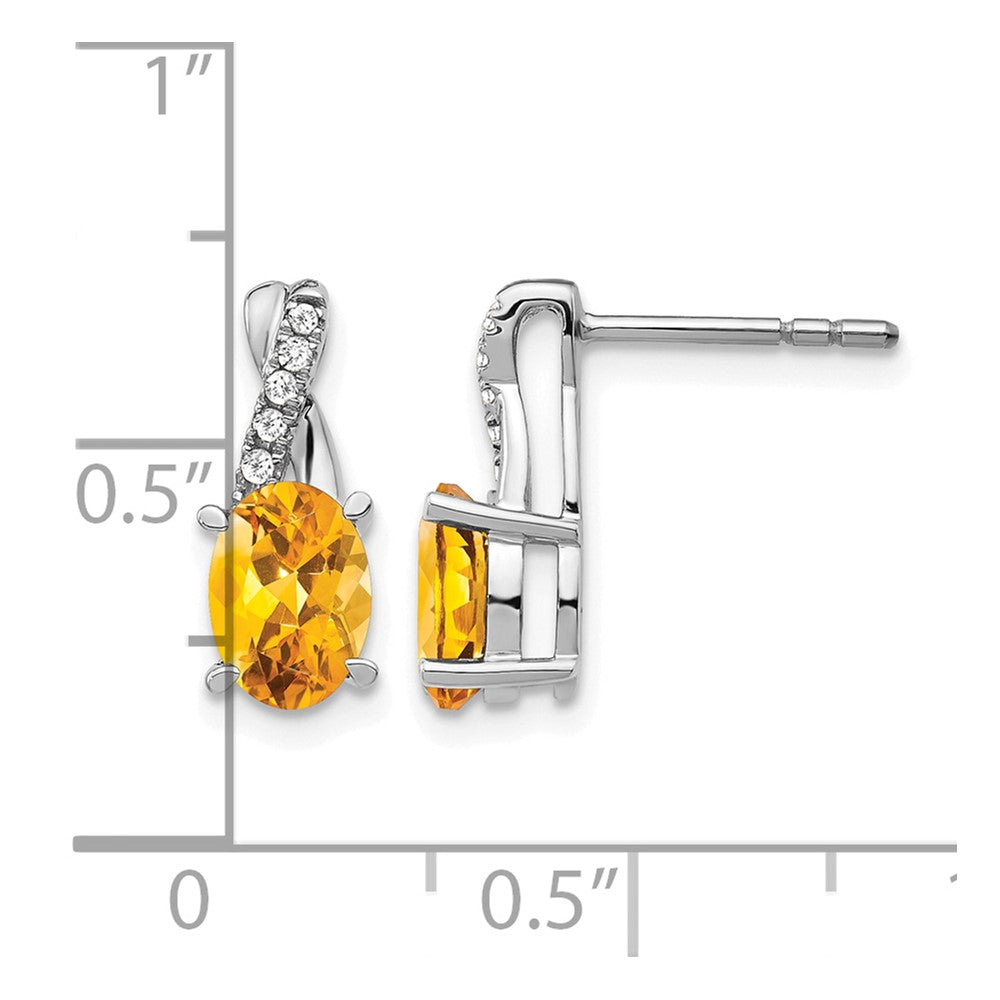 14k White Gold Citrine and Real Diamond Earrings