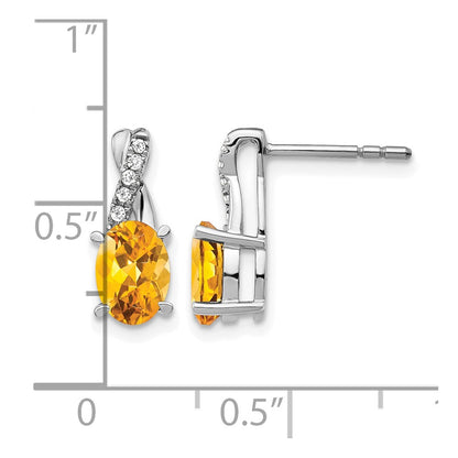 14k White Gold Citrine and Real Diamond Earrings