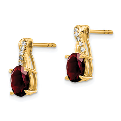 10K Yellow Gold Garnet And Diamond Earrings