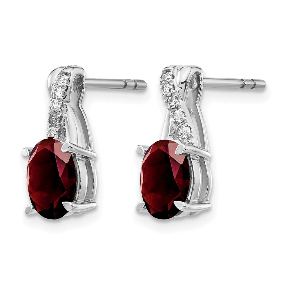 14k White Gold Garnet and Real Diamond Earrings
