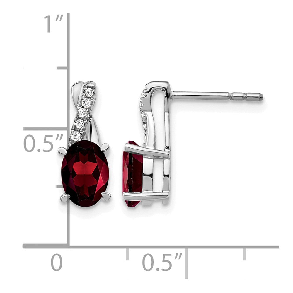 14k White Gold Garnet and Real Diamond Earrings