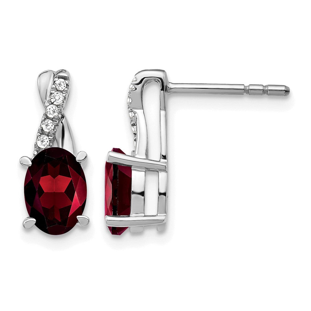 14k White Gold Garnet and Real Diamond Earrings