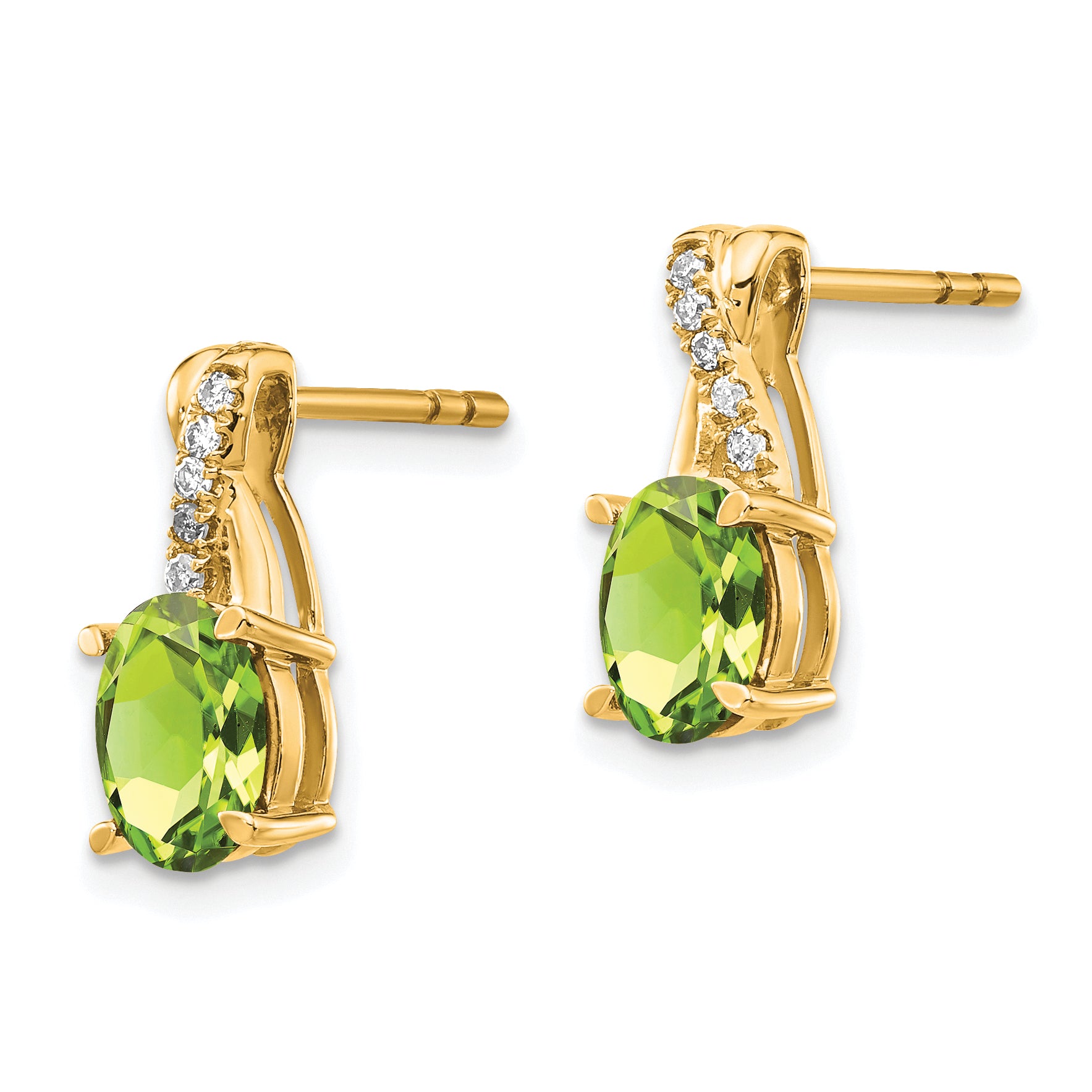 10K Yellow Gold Peridot And Diamond Earrings