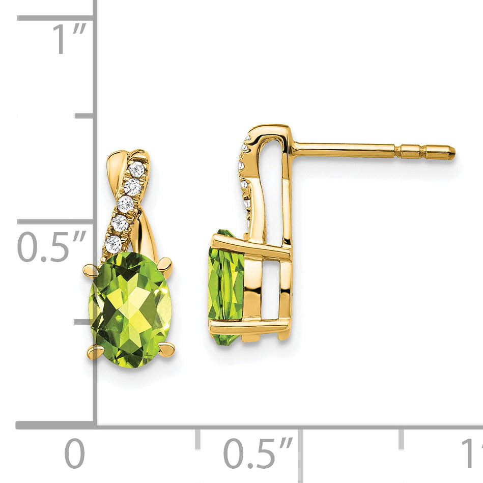 10K Yellow Gold Peridot And Diamond Earrings