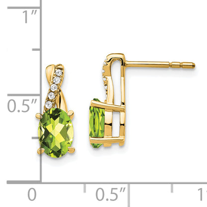 10K Yellow Gold Peridot And Diamond Earrings