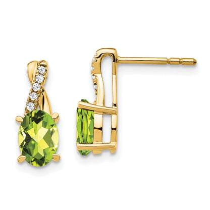 10K Yellow Gold Peridot And Diamond Earrings