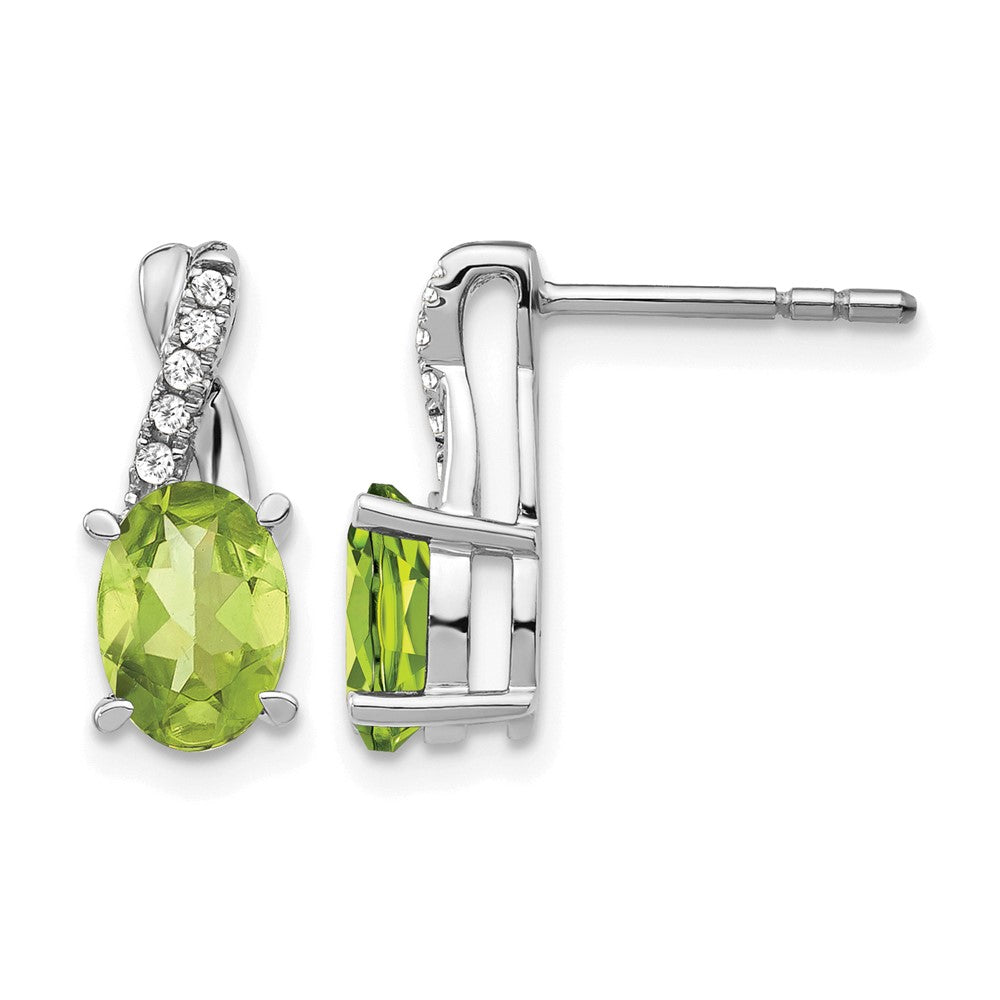 14k White Gold Peridot and Real Diamond Earrings