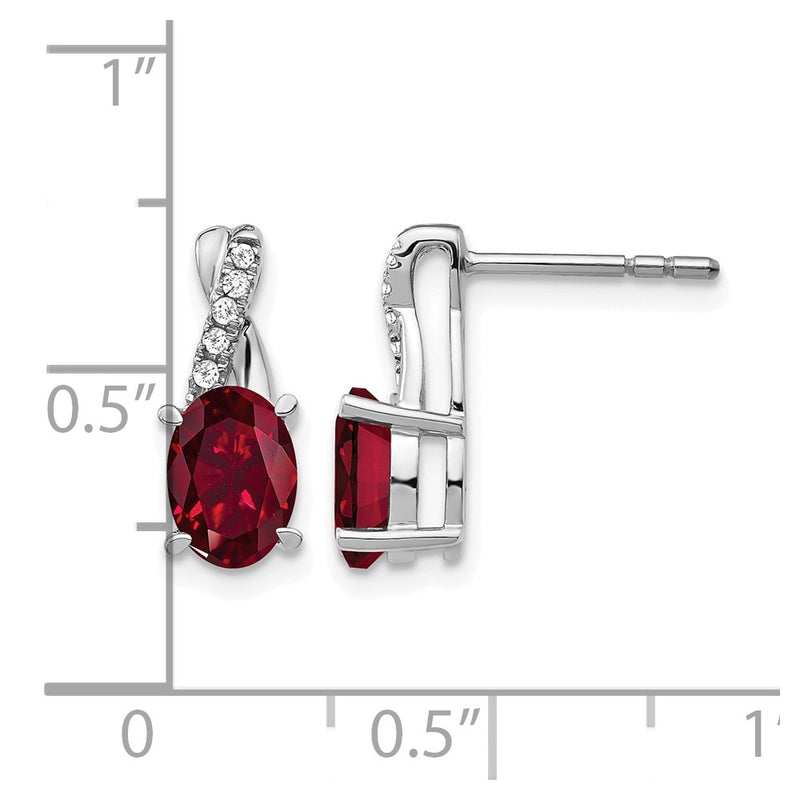 14k White Gold Ruby and Real Diamond Earrings