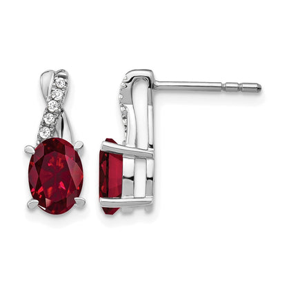 14k White Gold Ruby and Real Diamond Earrings