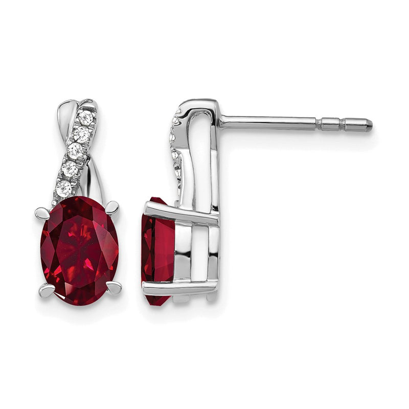 14k White Gold Ruby and Real Diamond Earrings