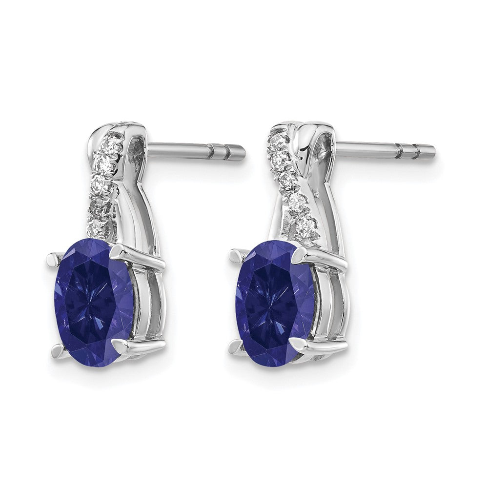 14k White Gold Sapphire and Real Diamond Earrings