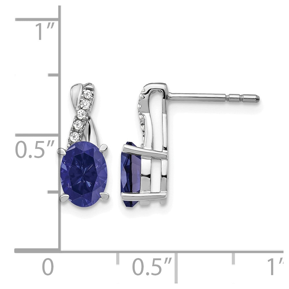 14k White Gold Sapphire and Real Diamond Earrings