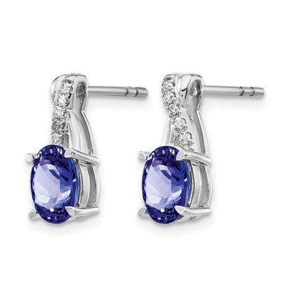 14K White Gold Tanzanite And Diamond Earrings