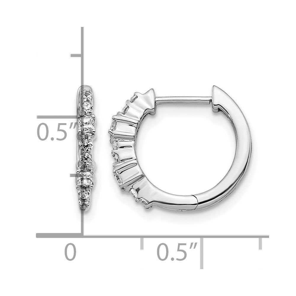 14k White Gold Real Diamond Hinged Hoop Earrings