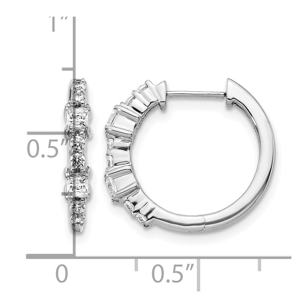 14k White Gold Real Diamond Hinged Hoop Earrings