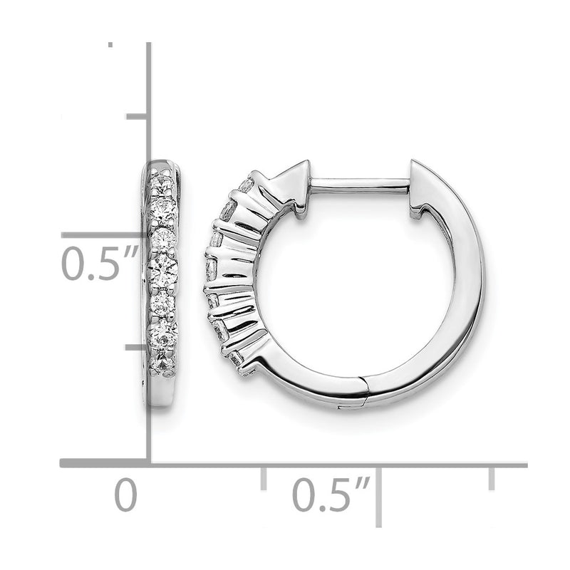 14k White Gold Real Diamond Hinged Hoop Earrings