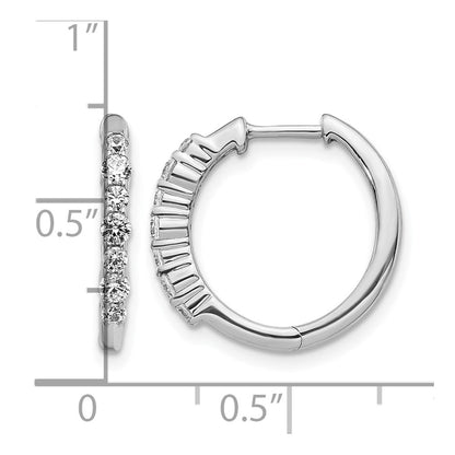 14k White Gold Real Diamond Hinged Hoop Earrings