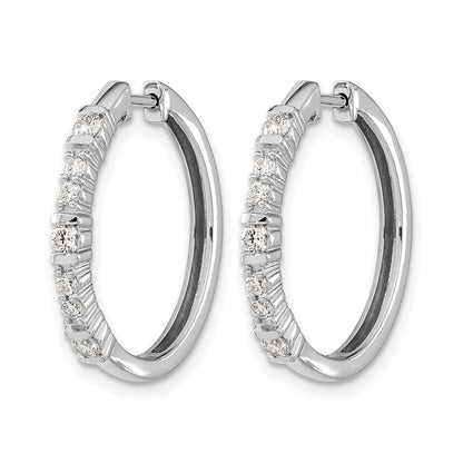 14k White Gold Real Diamond Hinged Hoop Earrings