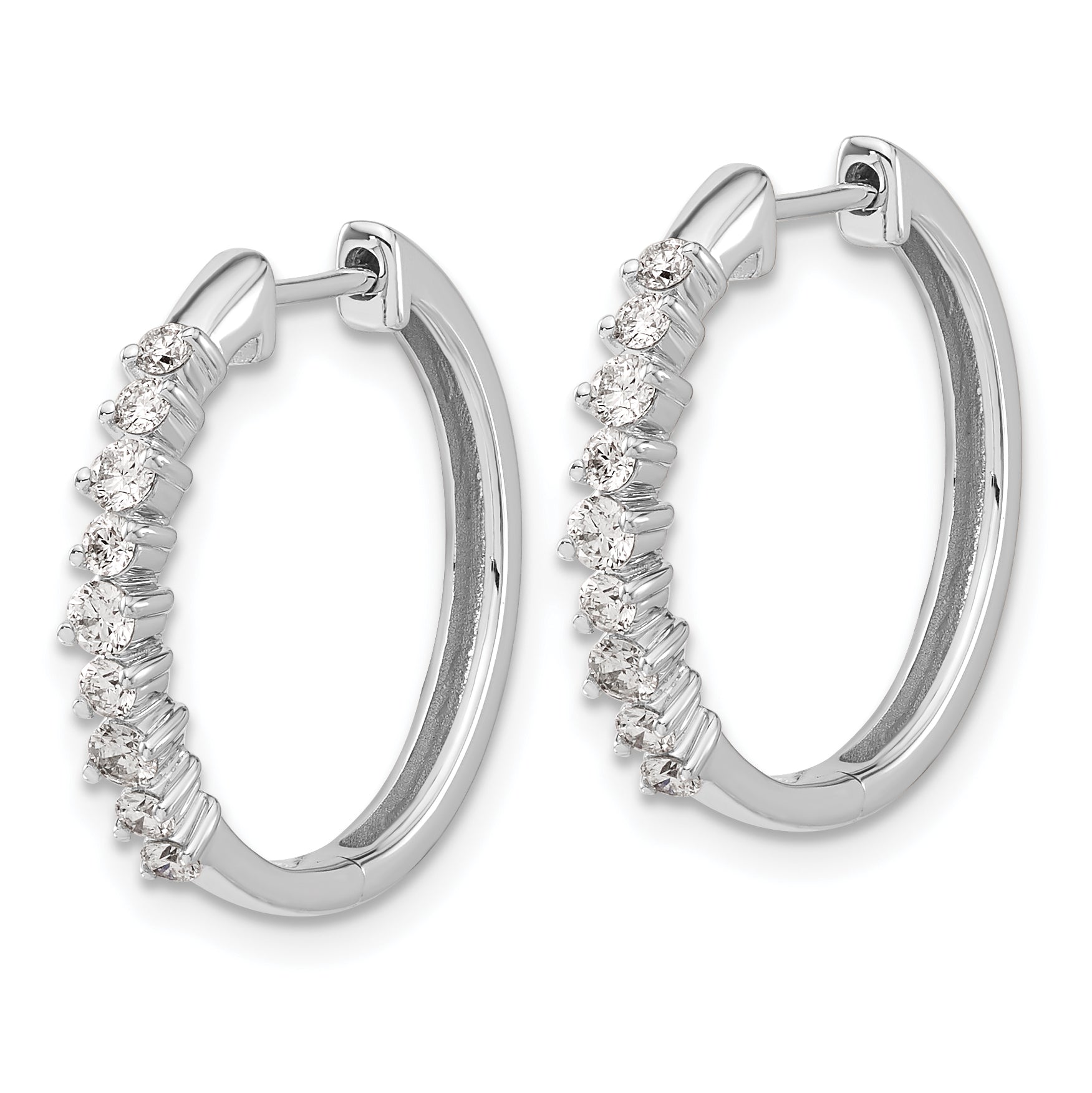14k White Gold 1/2 Ct. Lab Grown Diamond VS/SI+ G+ Hinged Hoop Earrings