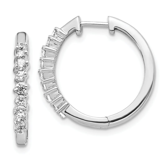 14k White Gold 1/2 Ct. Lab Grown Diamond VS/SI+ G+ Hinged Hoop Earrings