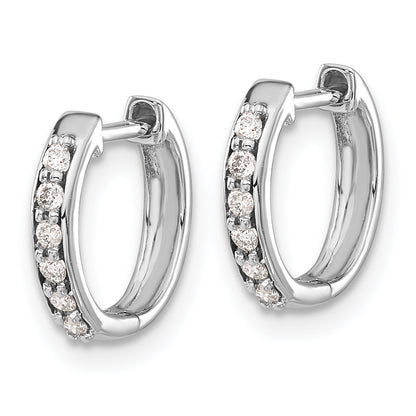 10K White Gold Diamond Hinged Hoop Earrings