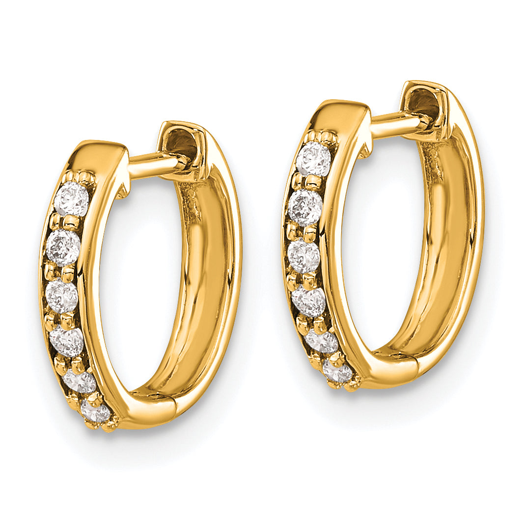 10K Yellow Gold Diamond Hinged Hoop Earrings